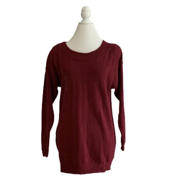 Express Tricot Sweaters - Vintage Express Sweater Tricot Burnt Red Cotton Knit Textured Scoop Neck XS NEW